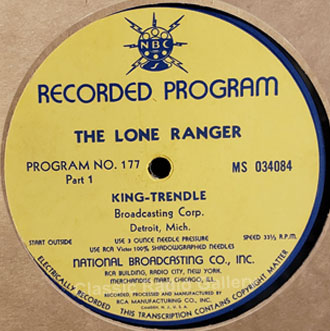 Lone Ranger transcription record